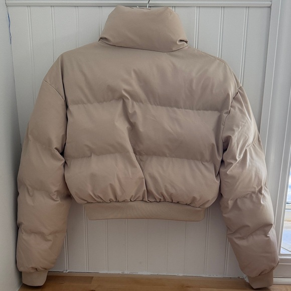 Princess Polly Tan Puffer Jacket Cropped - Picture 2 of 4